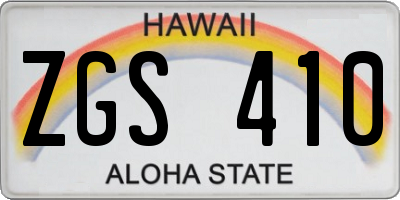 HI license plate ZGS410