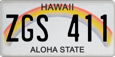HI license plate ZGS411