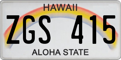 HI license plate ZGS415