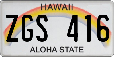 HI license plate ZGS416