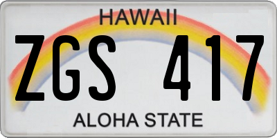 HI license plate ZGS417