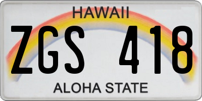HI license plate ZGS418
