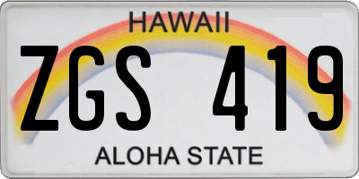 HI license plate ZGS419