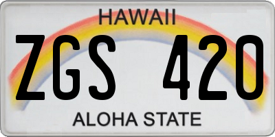 HI license plate ZGS420