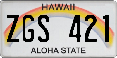 HI license plate ZGS421