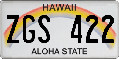 HI license plate ZGS422