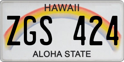 HI license plate ZGS424