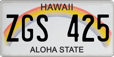 HI license plate ZGS425