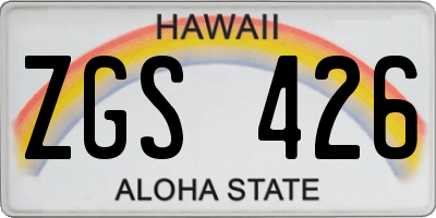 HI license plate ZGS426