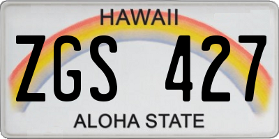 HI license plate ZGS427