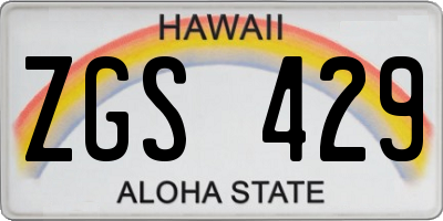 HI license plate ZGS429