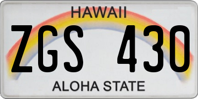 HI license plate ZGS430