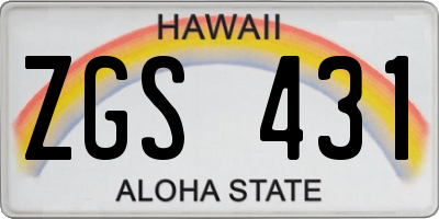HI license plate ZGS431