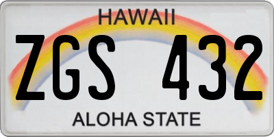 HI license plate ZGS432