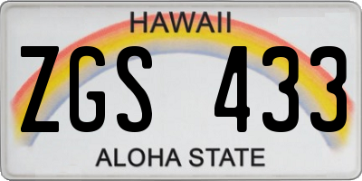 HI license plate ZGS433