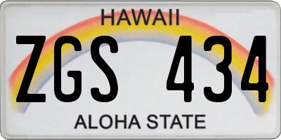 HI license plate ZGS434