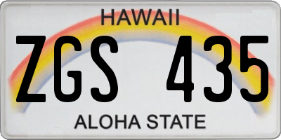 HI license plate ZGS435