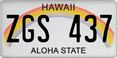 HI license plate ZGS437