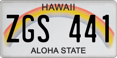 HI license plate ZGS441