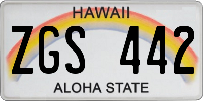 HI license plate ZGS442
