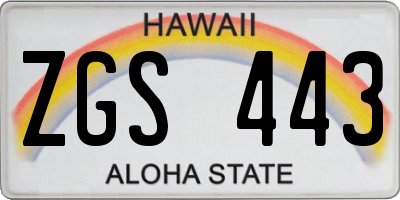 HI license plate ZGS443