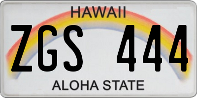HI license plate ZGS444