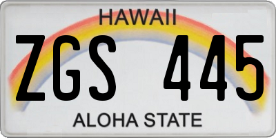 HI license plate ZGS445