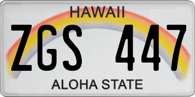 HI license plate ZGS447