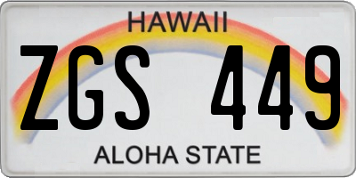 HI license plate ZGS449