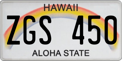 HI license plate ZGS450