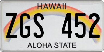 HI license plate ZGS452