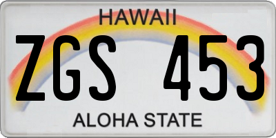 HI license plate ZGS453