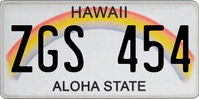 HI license plate ZGS454