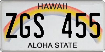 HI license plate ZGS455