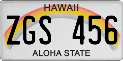 HI license plate ZGS456