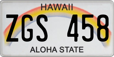 HI license plate ZGS458