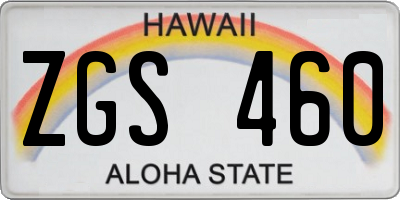 HI license plate ZGS460