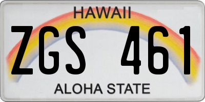 HI license plate ZGS461