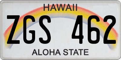 HI license plate ZGS462