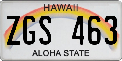 HI license plate ZGS463