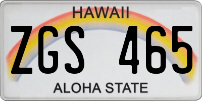 HI license plate ZGS465