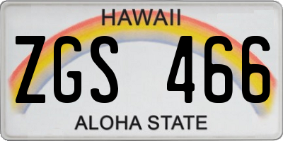 HI license plate ZGS466
