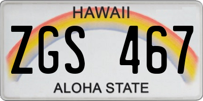 HI license plate ZGS467