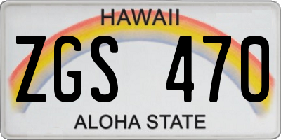 HI license plate ZGS470