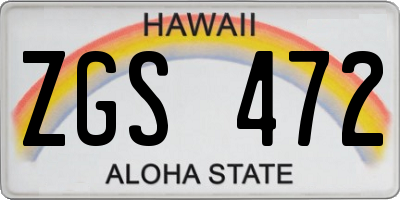 HI license plate ZGS472