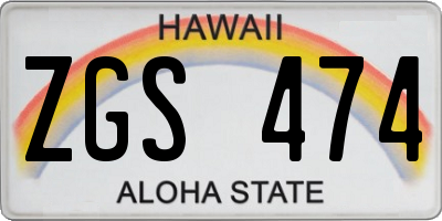 HI license plate ZGS474