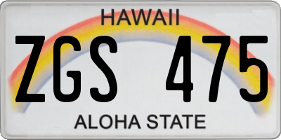 HI license plate ZGS475