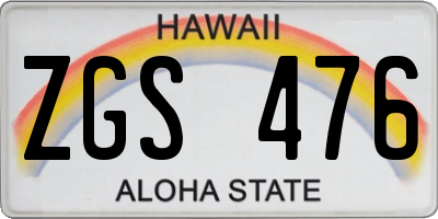 HI license plate ZGS476