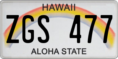 HI license plate ZGS477