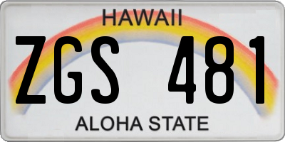 HI license plate ZGS481